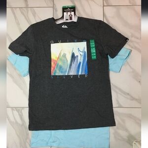 QuickSilver Youth 2-pack Tees, size XLarge(18/20), Gray, Blue, New